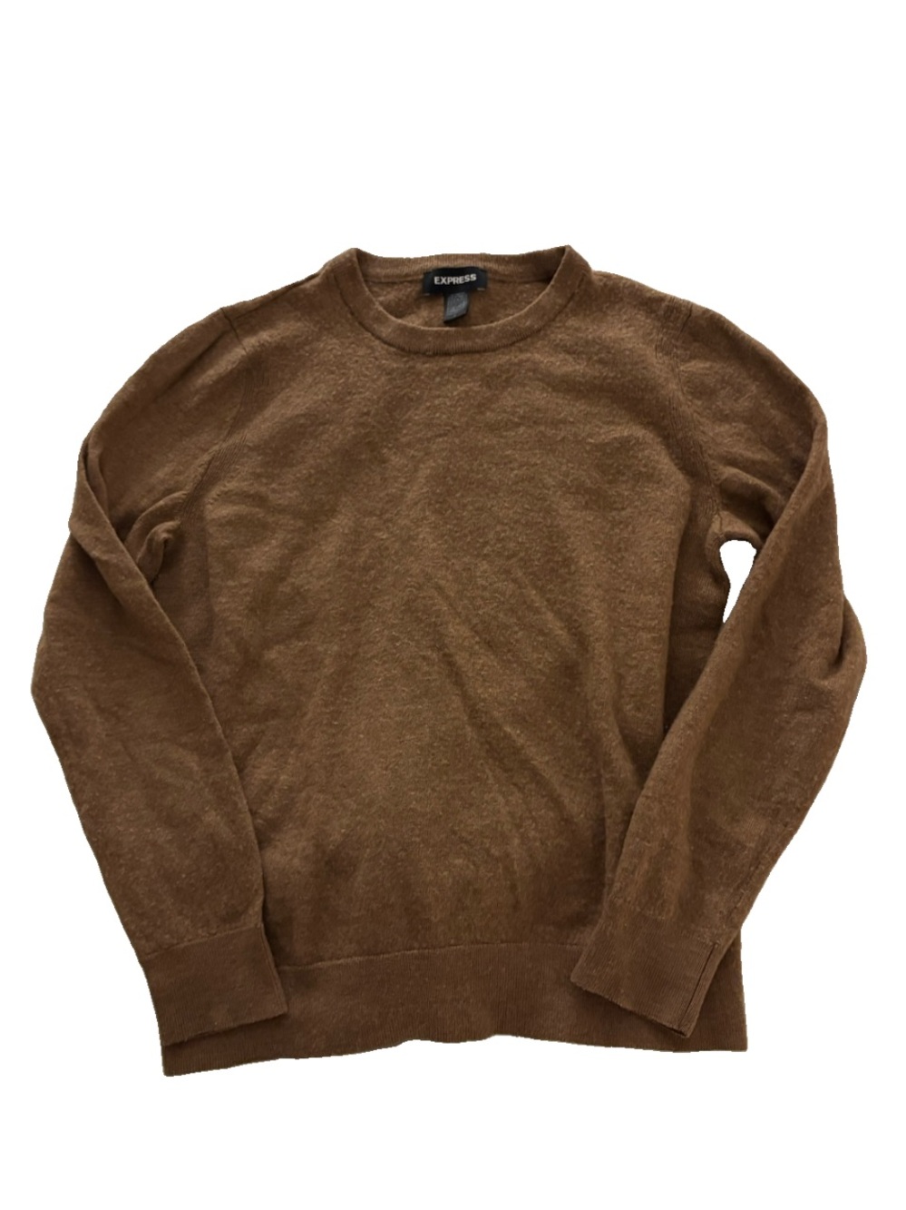 Express Women's Merino Wool Chestnut Brown Crewneck Sweater